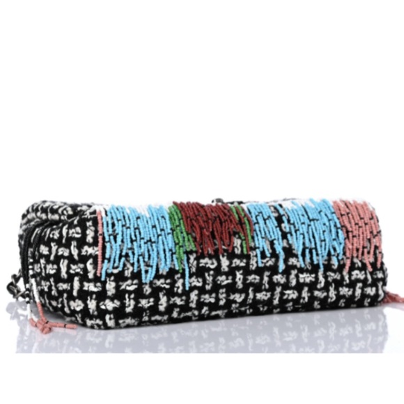 CHANEL Tweed Single Flap with Beaded Fringe - Picture 3 of 5